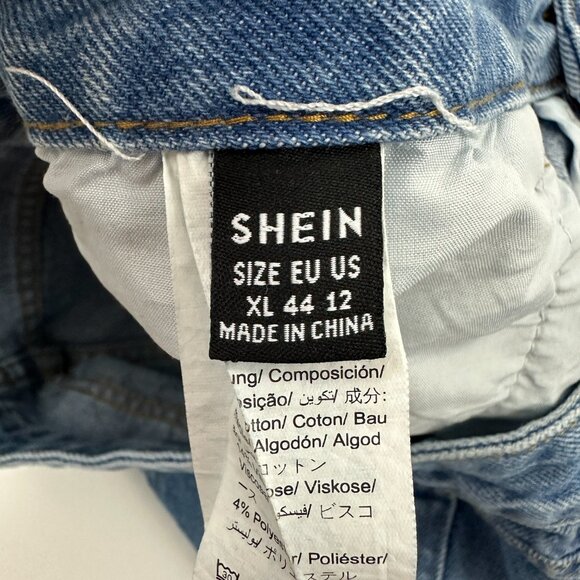 Shein Baggy Wide Leg Women's size 12 Medium Wash Blue Denim Jeans - Picture 3 of 5